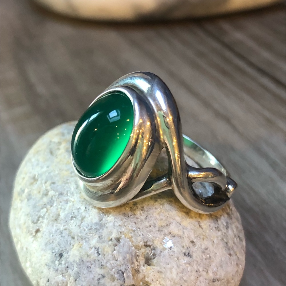 Carolyn Pollack Paradise Green Chalcedony Sterling Ring 10